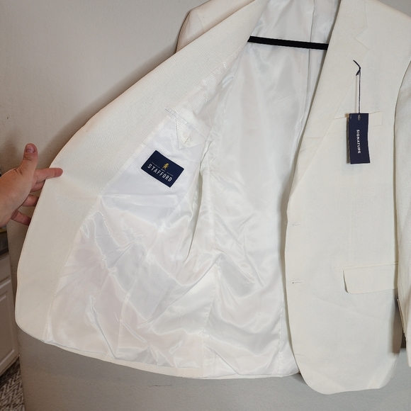 NWT Stafford Linen Cotton White Blazer Sports Coat men's size 40 Long - Picture 10 of 16